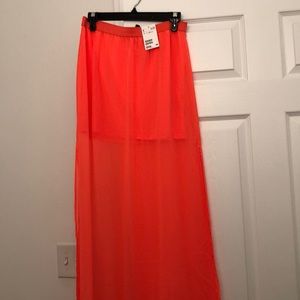 Bright long pink skirt